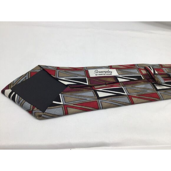 Screenplay Martin Wong Silk Necktie Multicolored Geometric Shapes - Picture 2 of 4